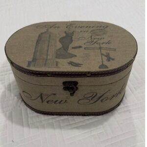Vintage Savile Row An Evening in New York Oval Decorative Storage Trunk Box